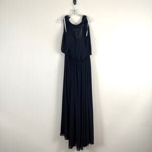 Rina di Montella Black Beaded Evening Gown Elegant Formal Dress Size 14